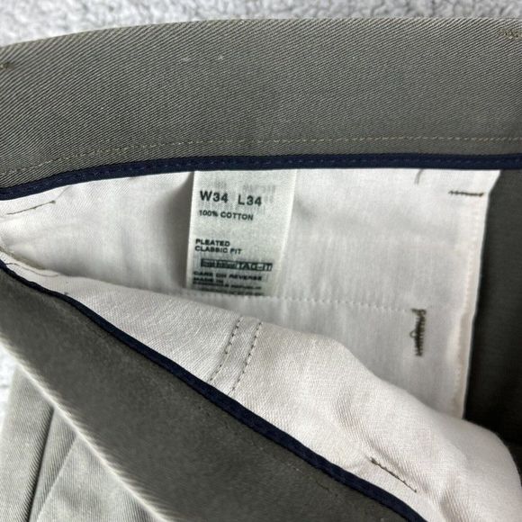Dockers Pleated Classic Fit Chino Pants 34x34 (34x30) Men's Cotton Blend Gray - Picture 7 of 9